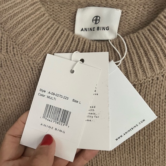 Anine Bing Kendrick Wool Cashmere Blend Crewneck Sweater Camel NEW with tags - Picture 8 of 13